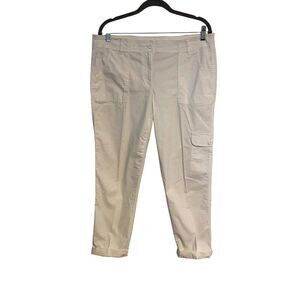 Liz Claiborne Women 8 Boyfriend Cargo Pants White Cotton Casual Beach Vacation